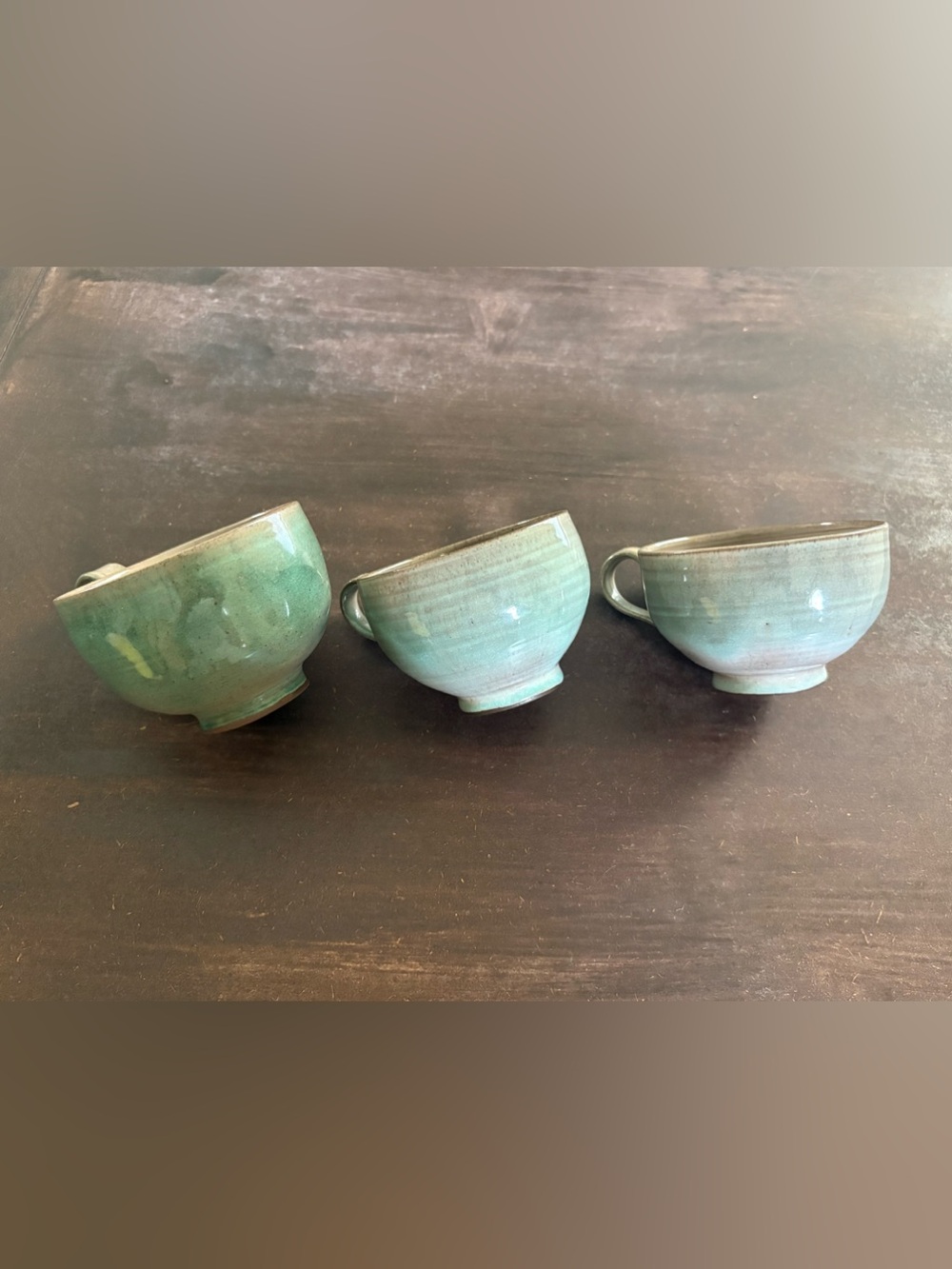 Set of 3 Rare Signed Scheier Pottery Cup Mid-Century Hand-Thrown Dishware